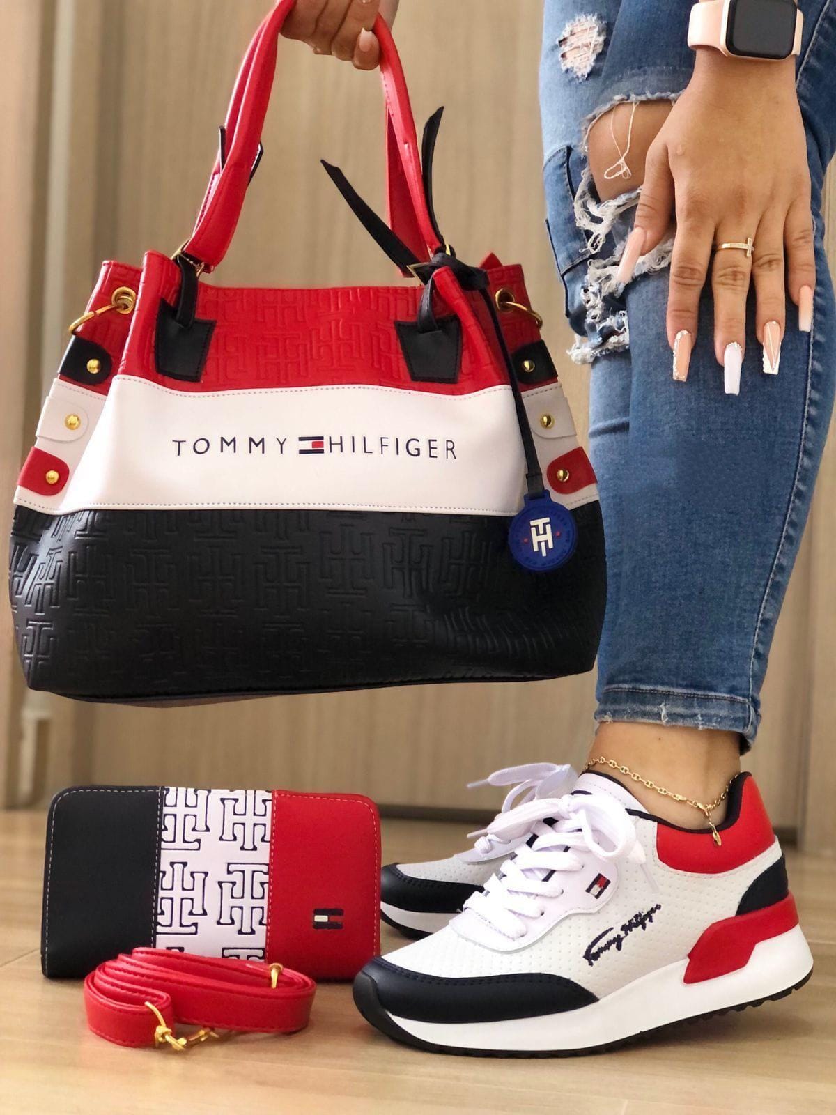 Combo Dama Bolso Combinado Tenis Y Billetera